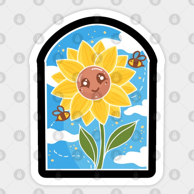 Sunshine Sunflower and honeybees Sticker by Mitalim